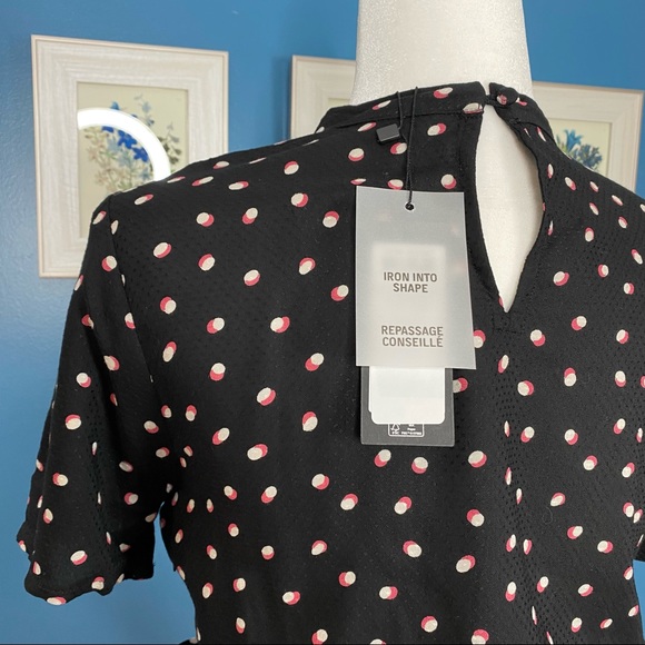 NWT Vero Moda Black Polka Dot Bow Tie Top XS - Picture 13 of 16